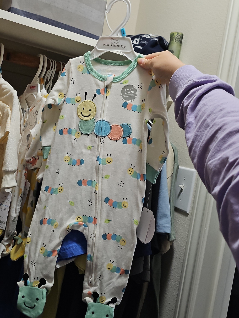 Koala Baby White Caterpillar Print 2-Way Zipper One-Piece